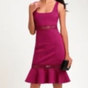 Lulus Martini Mama Magenta Crochet Midi Dress